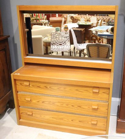 Natural wood dressing table opening with...