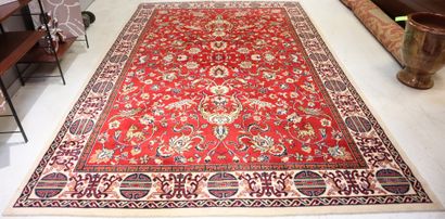 Wool carpet with red background. 297 x 201...