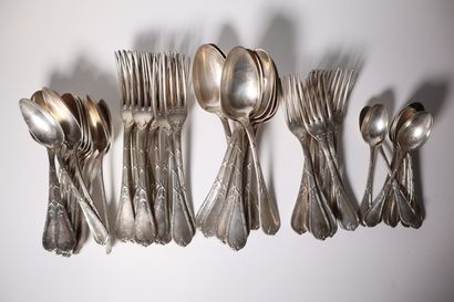 CHRISTOFLE. Set of silver-plated silverware,...