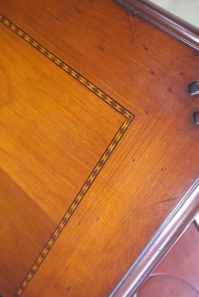 Games table in natural wood and black lacquer,...