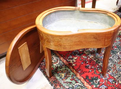 Lot including: Armchair with straw seat,...