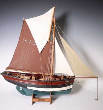 2 wooden model boats. 