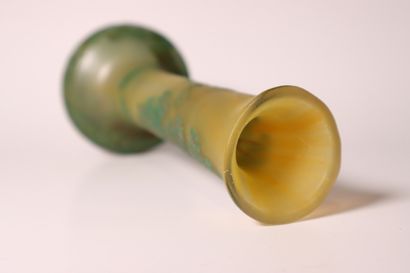 Vase in green and yellow-tinted multi-layered...