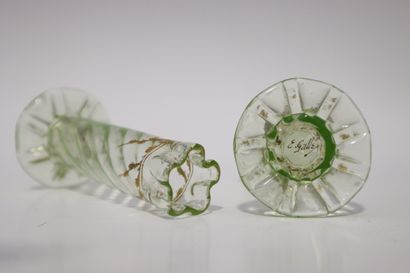 Emile GALLE (1864-1904). Pair of green-tinted...