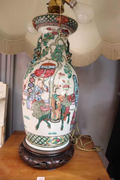 CHINA. Porcelain vase with polychrome decoration,...