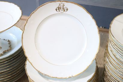 Important white and gold porcelain dinner...