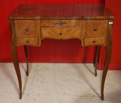 Veneer and marquetry vanity with Louis XV-style...