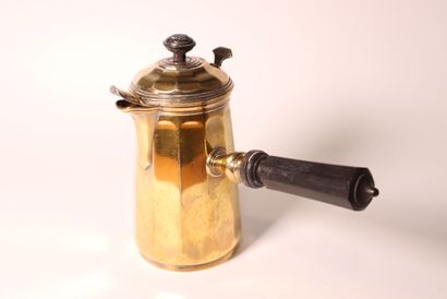 Chocolatière in vermeil, wooden side handle,...
