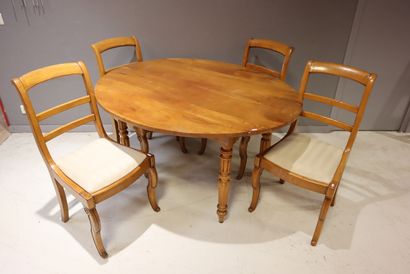 Set of dining furniture in fruitwood, including...