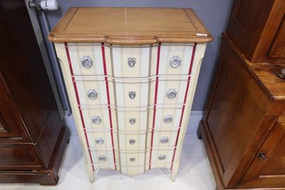 Small chest of drawers in striped lacquered...