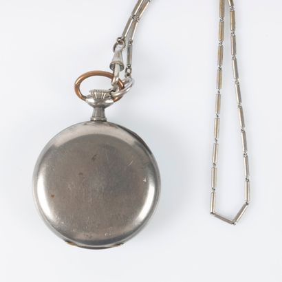 OMEGA. Pocket watch (metal or silver?) and...