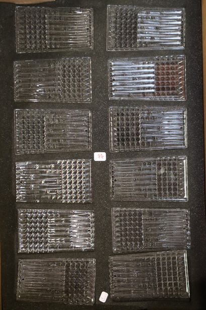 Set of 12 Baccarat crystal tiles, Piccadilly...