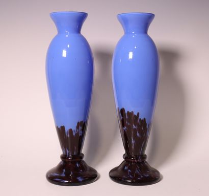 Pair of blue opaline glass vases. high. 31.5...