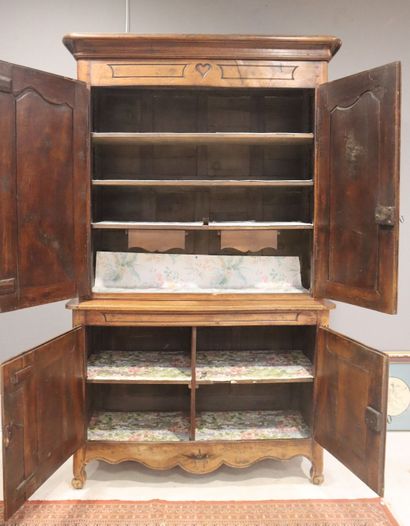 2-body sideboard in natural wood. 19th century....