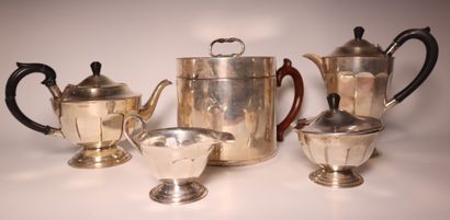 Silver-plated set, including: Teapot, coffee...