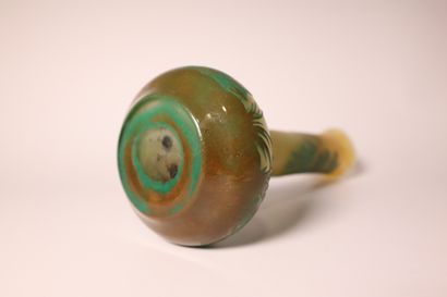 Vase in green and yellow-tinted multi-layered...