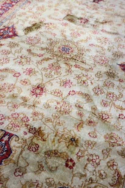 KAYSERI. Oriental silk carpet with beige...