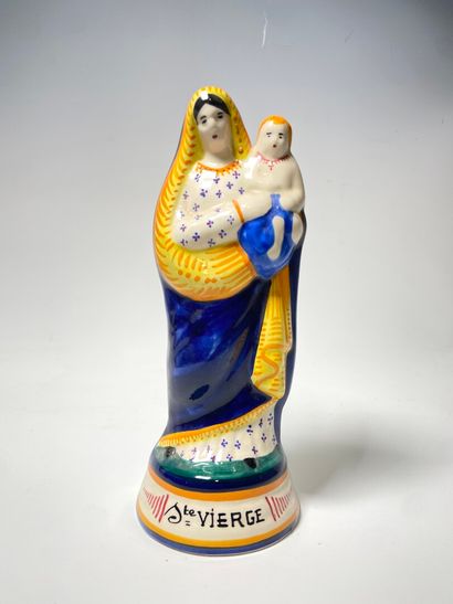 HB QUIMPER. Virgin and Child in polychrome...
