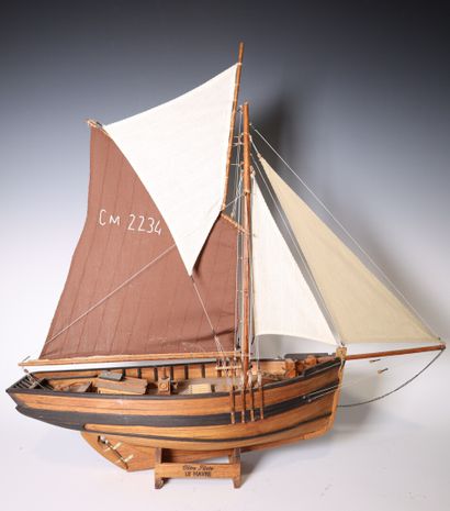 2 wooden model boats. 