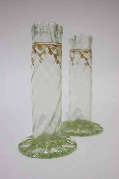 Emile GALLE (1864-1904). Pair of green-tinted...