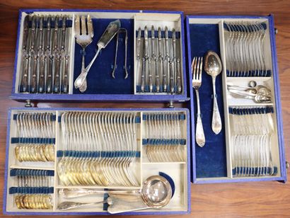 Silver-plated silverware set, including:...