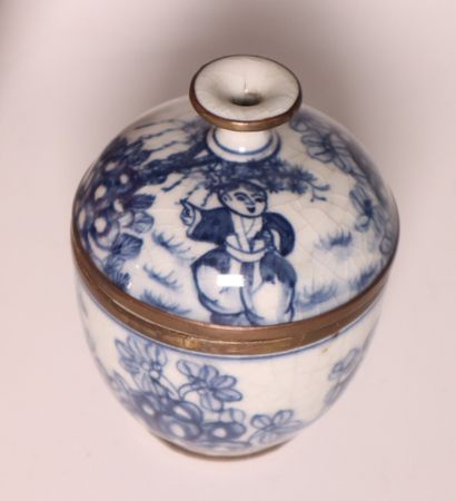 * ASIA. Set of 2 porcelain covered pots....