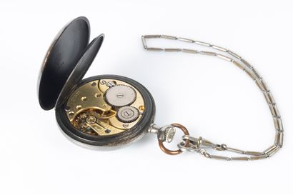 OMEGA. Pocket watch (metal or silver?) and...