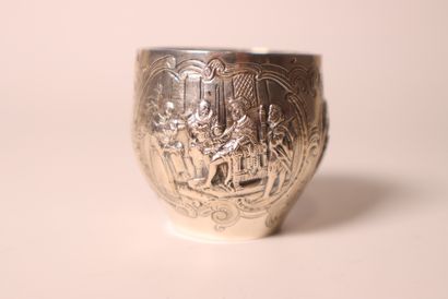 Silver set, including : Wine taster and small...