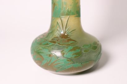 Vase in green and yellow-tinted multi-layered...