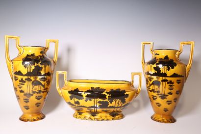 Yellow and black ceramic trim (3 pieces)...