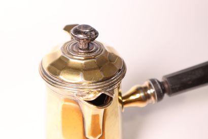 Chocolatière in vermeil, wooden side handle,...