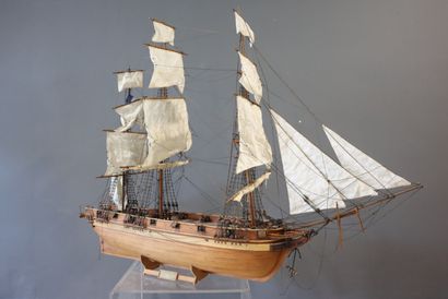 Model of wooden sailing ship 