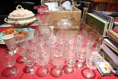 Glassware set, including: mismatched antique...