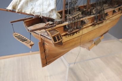 Model of wooden sailing ship 