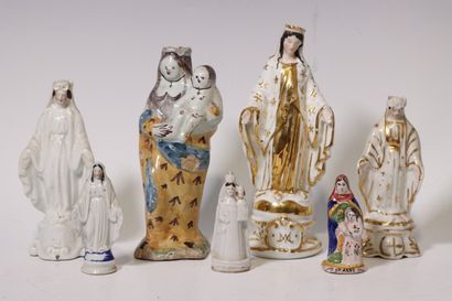 Set of 7 porcelain and ceramic virgins, including...