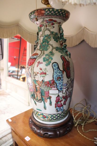 CHINA. Porcelain vase with polychrome decoration,...