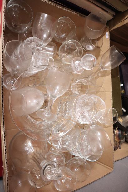 1 box of glassware and crystalware, mismatched:...