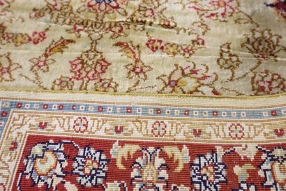 KAYSERI. Oriental silk carpet with beige...