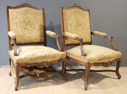 Pair of Regency-style armchairs in natural...