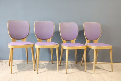 Suite de 4 chaises bois, vers 1950/60. (...