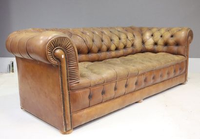 Canapé Chesterfield en cuir (accidents) Haut....