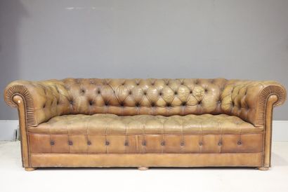 Canapé Chesterfield en cuir (accidents) Haut....