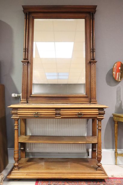 Oak hall cabinet, with detached columns,...