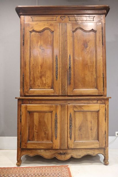 2-body sideboard in natural wood. 19th century....