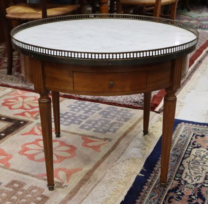 Table bouillotte en bois naturel, galerie...
