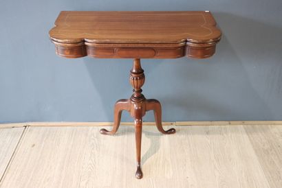 Natural wood games table, tripod base. Height...