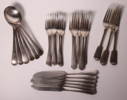 Set of mismatched silver-plated flatware