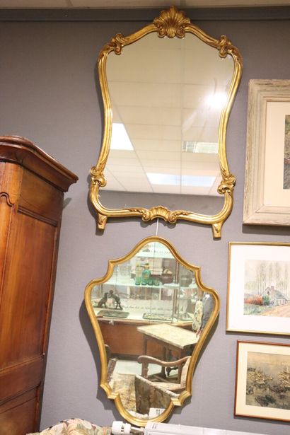 2 Louis XV-style mirrors, gilded frames....