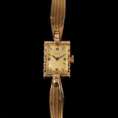 Rectangular gold ladies' watch bracelet,...