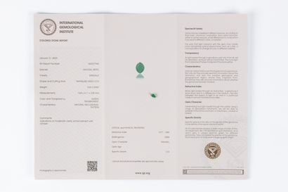 Emerald navette on paper with certificate:...